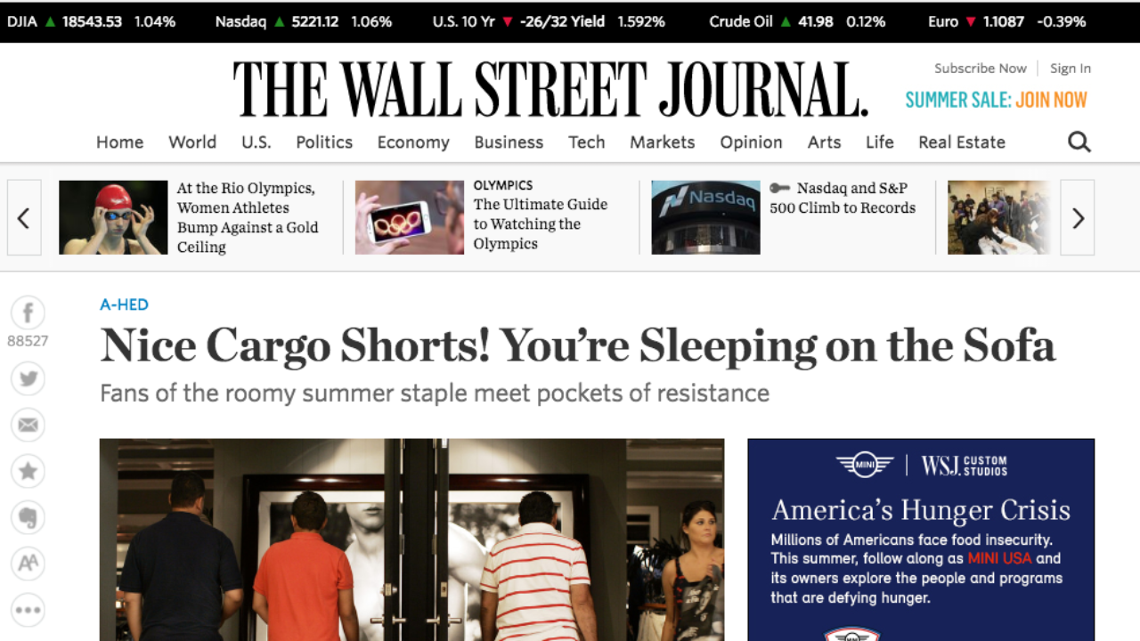 The Wsj And The Success Of The Cargo Shorts Story Talking Biz News